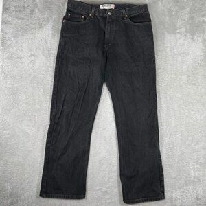Levis 505 Jeans Mens 36x32 Black Denim Regular Fit Straight Leg